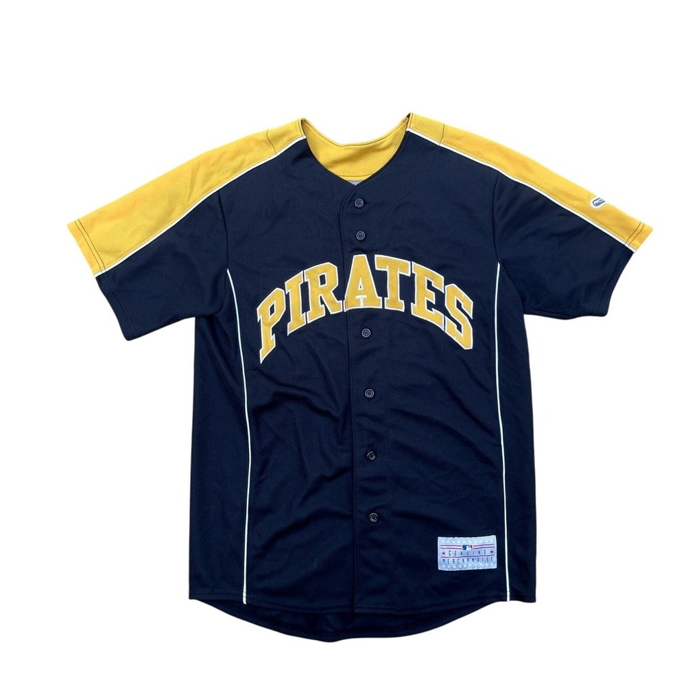 Pittsburgh Pirates Zach Duke 57 Jersey Mens M Black Gold MLB Button Down
